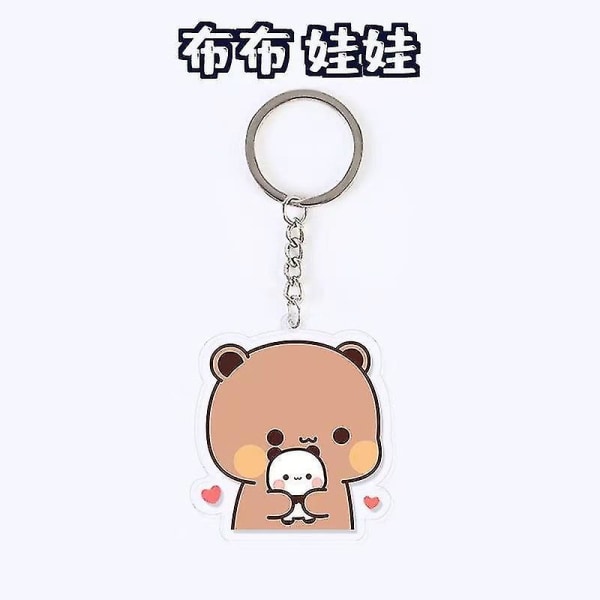 Søt tegneserie Bubu Dudu Panda Bear Pendant Nøkkelringholder Nøkkelring Bilnøkkelring Mobiltelefonveske Hengende smykker Barnegaver Chocolate