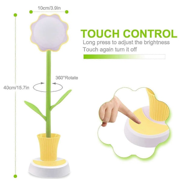 Børne Skrivebordslampe, Kreativ LED Genopladelig Skrivebordslampe Øjenbeskyttelse Touch Sensor Bordlampe Dæmpbar Sengelampe med Pen Holder (LGL)