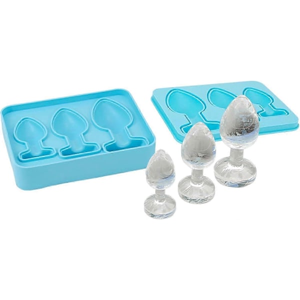 Prank Butt Plug Formede Isbiter Brett, Morsom Silikonform for DIY Kake Sjokolade Godteri LGL Blue