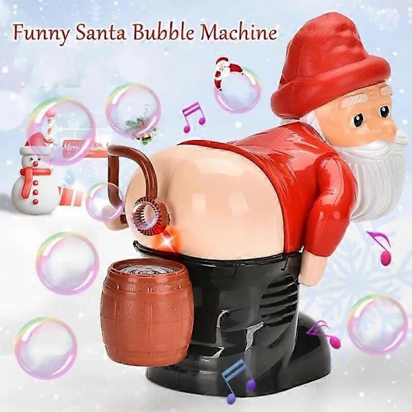 Jultomte Bubbelmaskin Rolig Bubbelmaskin Elektrisk Tomte Bakdel Bubbelblåsare Med Musik Och Ljus Julbarnspresenter (LGL) China