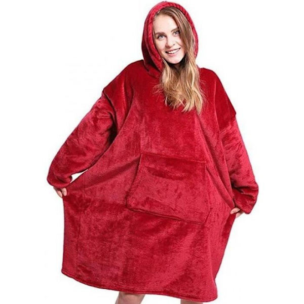 Tæppe - Vinter - Oversize - Med ærmer - Rød Fleece（FMY） Red