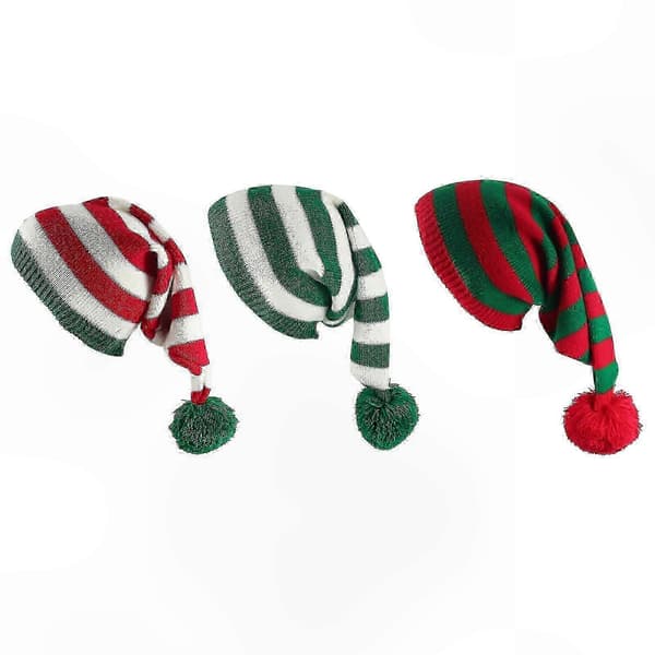 Stickad Vintermössa med Pom Pom - Mysig Randig Mössa för Män & Kvinnor (LGL) B