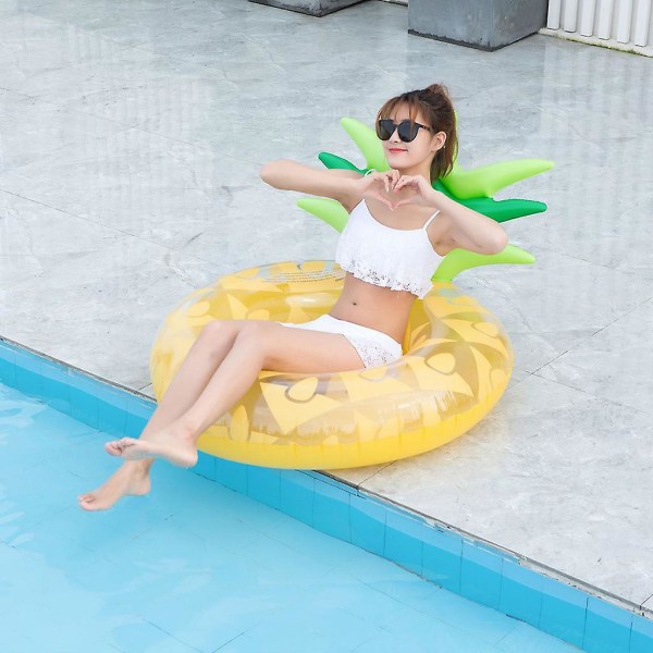 För jätte uppblåsbar ananas simring med ryggstöd Vuxna Pool flyter Cirkel Sommar Utomhus Strandfest Vatten Kul för leksaker
