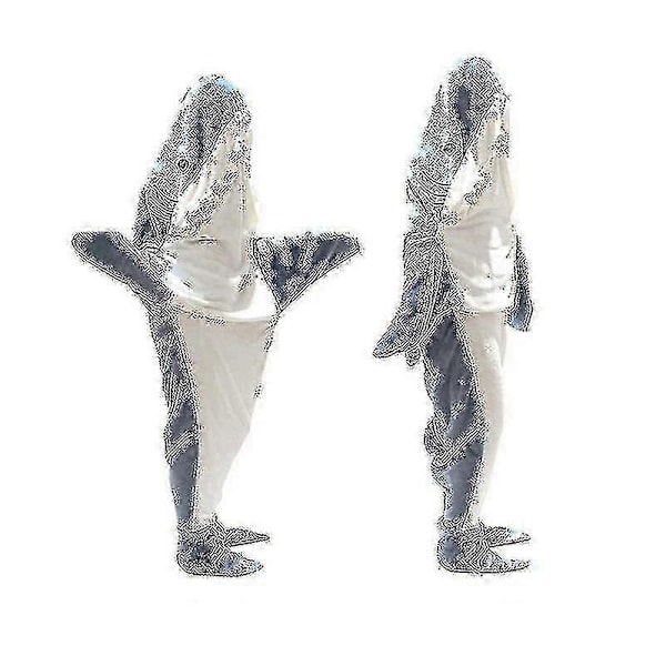 Superblød Haj-tæppe Hoodie Voksen Haj-tæppe Hyggelig Flanell Hoodie LGL 210cm Light blue
