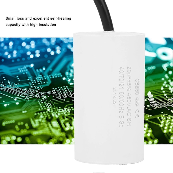 til CBB60 Motor Start Kondensator 450V 20uF Microfarad Kondensator med Ledningsudtag LGL as the picture shows