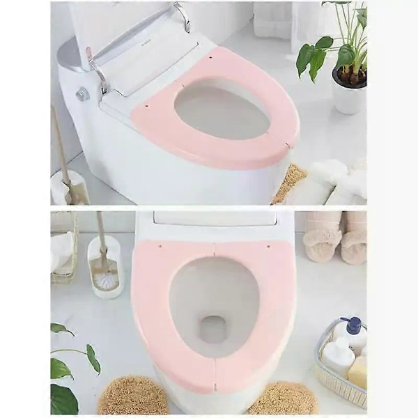 Toalett Hygien Skydd Plast Bärbar Tvättbar Vattentät Vikbar Badrumstillbehör Toalettsitsöverdrag 38x40cm Universal LGL