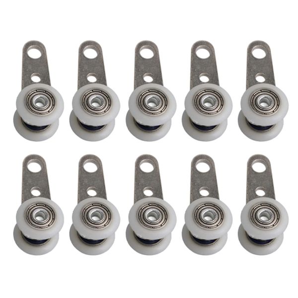 Set med 10 rullar för burspråk eller skjutdörrar - metall och plast - 4,5 x 1,9 cm (LGL)