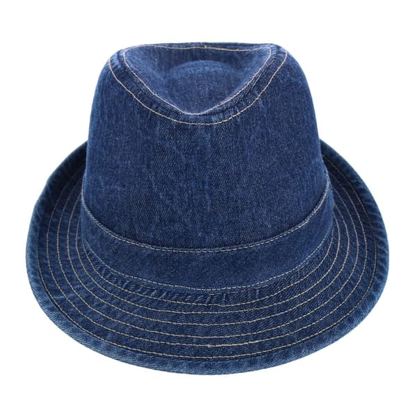 Bomullsdenim Fedora Hatt (Menn) (LGL) Denim Blue Small/Medium