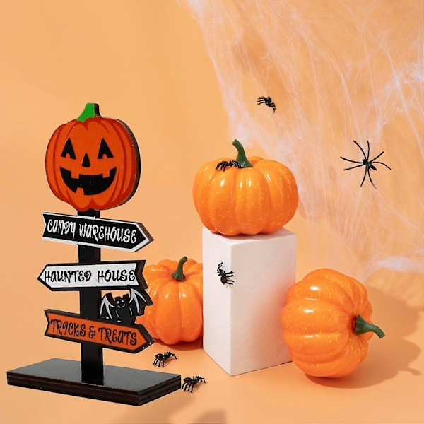 Halloween Træ Ornament, Glad Halloween Træskilt, Vindueskarm Borddekoration, Halloween Fest Bordpynt, 14x8cm (LGL)