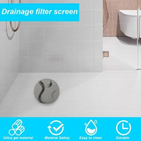 2 st silikonavloppsskydd, diskbänksfilter med sugkopp, badkarshårfilter, duschhårfilter, grå (LGL)