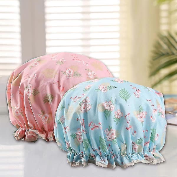 Duschmössor 2-pack Vattentät Dubbelmössa Elastisk, Flamingo (LGL)