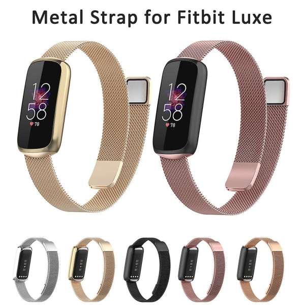 Magnetisk rostfritt stålrem för Fitbit Luxe Smart Watch [LGL] Rose gold