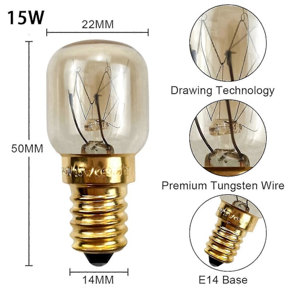 10 st 15W 300 Grader Högtemperatur Ugnslampa E14 Dvärg Lampa A LGL