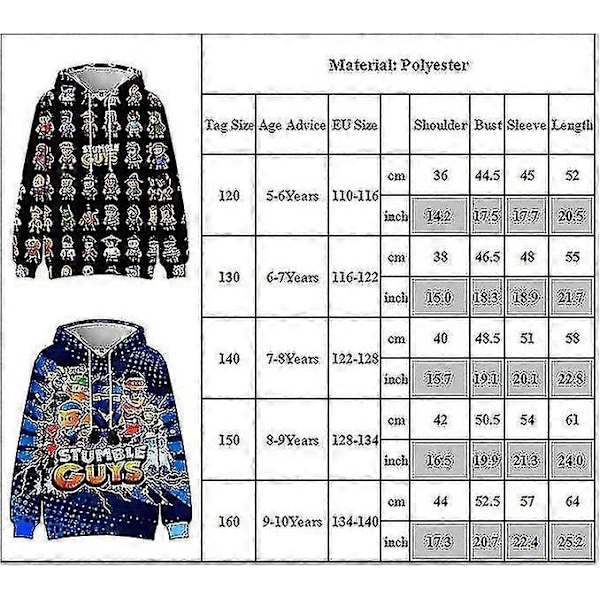 Stumble Guys -kuvioinen lasten huppari, rento pitkähihainen hupparipusero LGL A 7-8Years