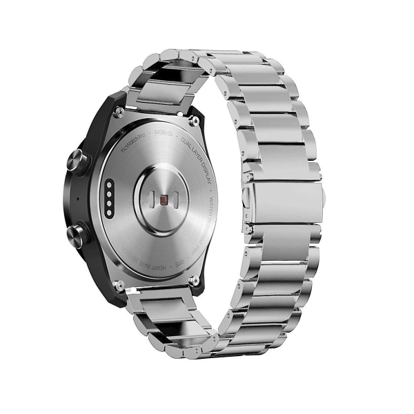 För TicWatch Pro Smart Watch 22mm Rostfritt Stål Klockarmband [LGL] Silver Style B