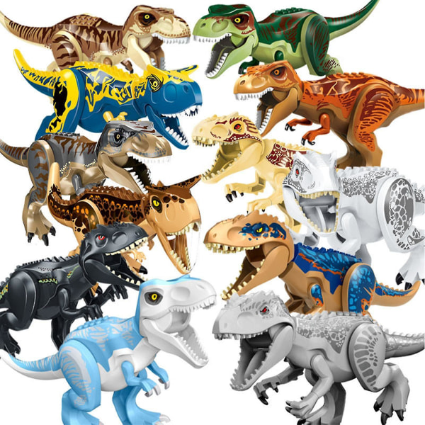 Dinosaurfigurer, Indominus T Rex-blokker, stor dinosaurblokk, bursdagsfest for barn orange Tyrannosaurus rex