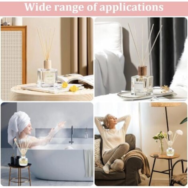 Rørpinde til duftdiffuser, 50 stk. duftdiffuserpinde, aromadiffuserpinde med blomsterperler til æteriske olier, hjem, kontor, hotel, spa (LGL)
