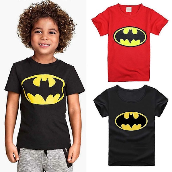 Batman Barn Pojkar Kortärmad T-shirt Sommar Semester Ledig T-shirt Topp Y LGL Red 4-5 Years