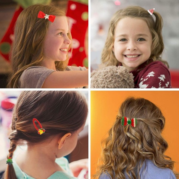 48 stycken jul-håraccessoarer för flickor, hårklämmor Hårslipsar julsnäppar för barn och vuxna