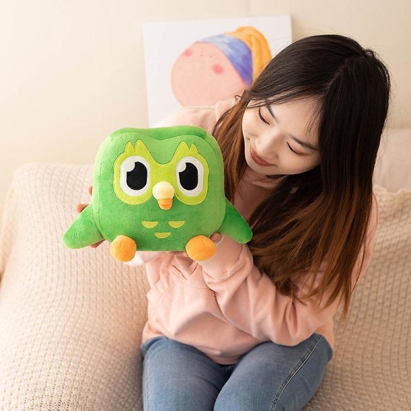 Grøn Duolingo Ugle Plyslegetøj Duo Plysdyr Af Duo Uglen Tegneserie Anime Ugle Dukke