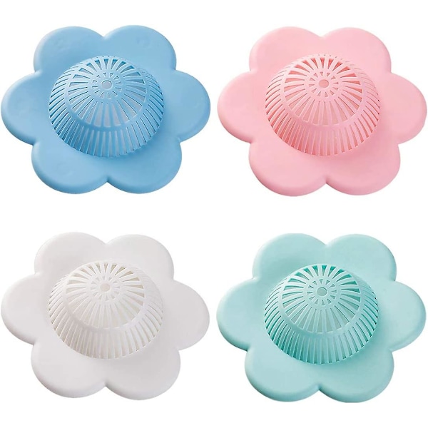 Hair Catcher Silicone Hair Stopper Shower Drain Coverswith Suction Cups Suit For Bathroom Bathtub And Kitchen 4 Pack