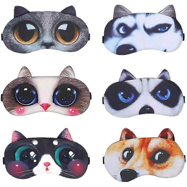 2024 Nya 6 stycken ögonmask, sovmask, djurmask, ögonmask, plysch sovmask, 6 specifikationer LGL
