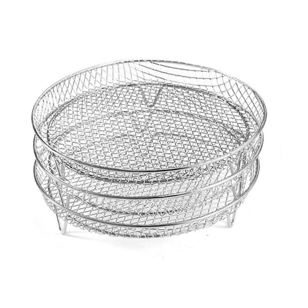 3 st Air Fryer Rack Stapelbara Dehydratorställ Rostfritt Stål Korgbricka Tillbehör för Ugn Mikrovågsugn Bakning Rostning LGL Round