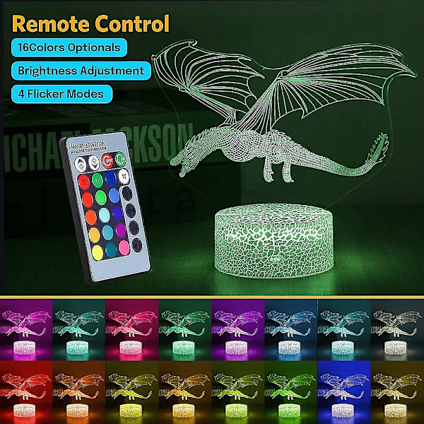 Shxx Dragon Illusion Led Lys, Spennende Julegave Til Elskere Av Middelalderske Drager 3d8l-378 [L]