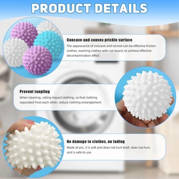 Tvättbollar 9-pack torkbollar för tvättmaskin Tvättbollar (LGL)