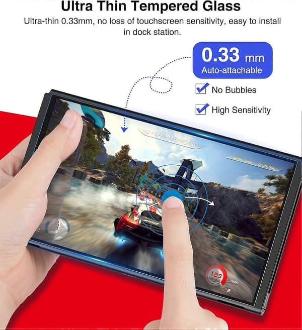 2-pack skärmskydd för Nintendo Switch OLED, 9H härdat glas, antireflex, bubbelfri installation (LGL)