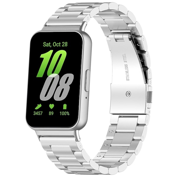 För Samsung Galaxy Fit 3 Tre Stål Metall Klockarmband LGL Silver