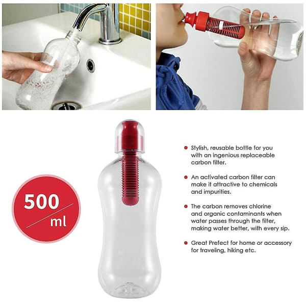 550ml Utomhus Vattenflaska med Filter, Röd (LGL)