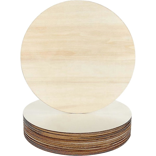 20 stk. Ubehandlede Runde Træcirkler, 25 cm / 10 tommer Diameter, 3 mm Tyk, Almindelige Naturlige Tomme Træskiver til Maling, Håndværk, Skilt Plaq LGL