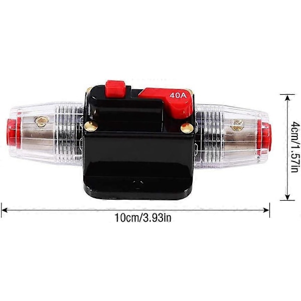 40A Vattentät Bilströmbrytare, 12V-24V DC Inline Säkringshållare, Manuell Återställningsbrytare Bilstereo Säkring, Inline Säkringsbox (LGL)