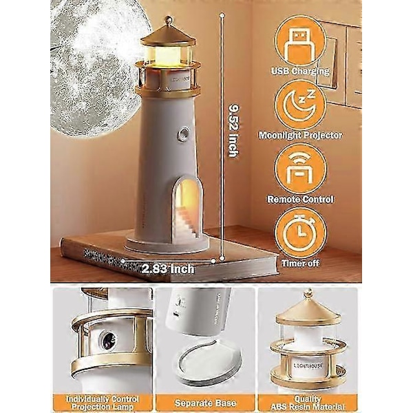 Månelampe Galakseprojektor - Oppladbar LED Nattlampe for Barn, Gutter Jenter Perfekt Jule- og Bursdagsgave, Estetisk Fyrhusdekor LGL Inductive type