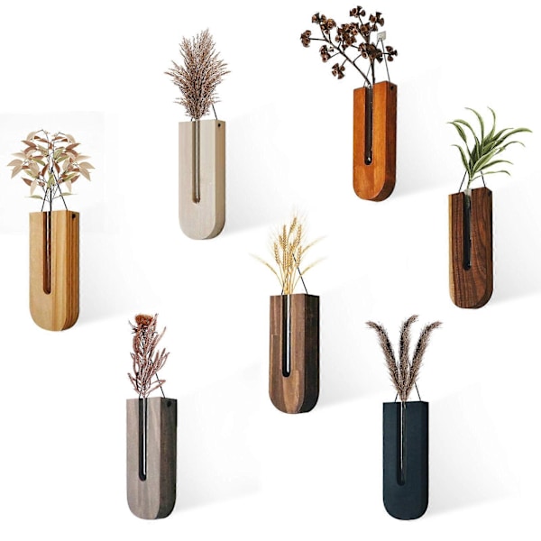 Väggvas - Inomhus vägghängande blomkruka Trävas blomkruka Träblomkruka Hängande blomkruka väggdekoration artefakt LGL grey