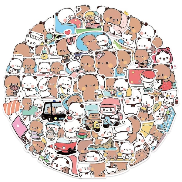 Søt tegneserie Bubu Dudu Panda Bear Pendant Nøkkelringholder Nøkkelring Bilnøkkelring Mobiltelefonveske Hengende smykker Barnegaver 50pcs Stickers