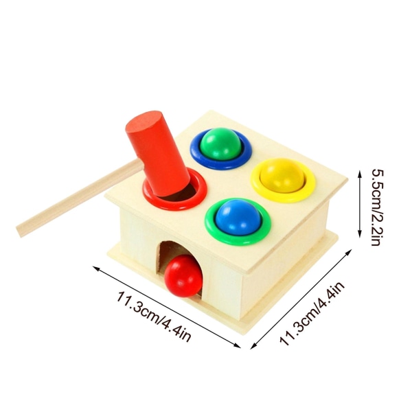 Pædagogisk legetøj Hammerbold af træ med hammerkasse Farve kognit legetøj 241963[GL] A