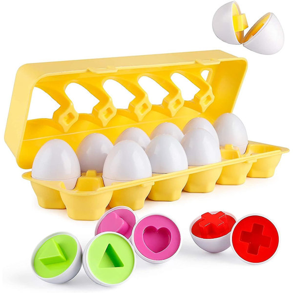 Matchende æg 12 stk sæt farve & form puslespil til læring for børn