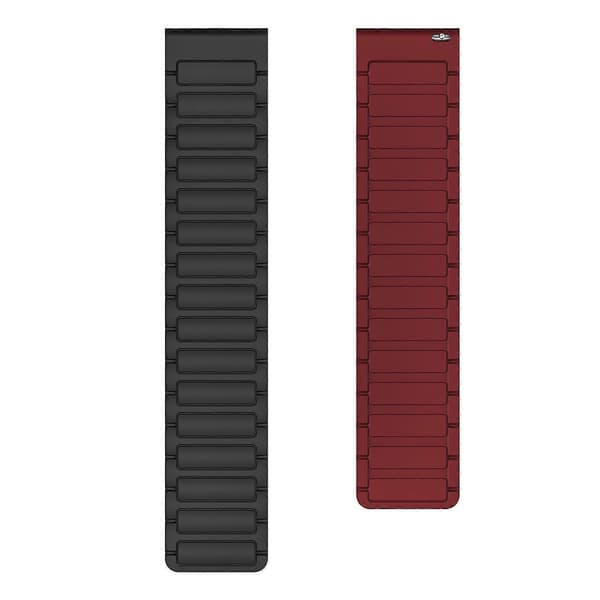 xDfind I-formet Magnetisk Silikone Urrem (LGL) Black Wine Red 14mm