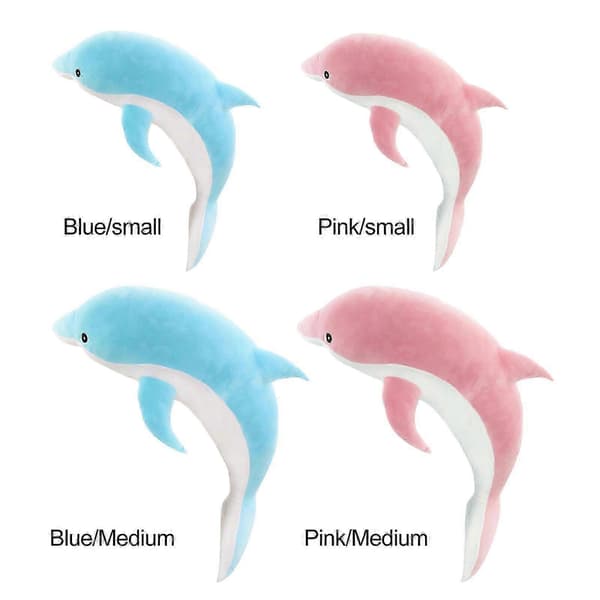 Stor Delfin Plysjpute Mykt Kosedyr Leke (LGL) Blue Medium