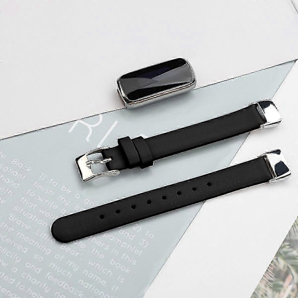 Äkta Läder Klockarmband Justerbart Ersättningsarmband, Storlek L (14.3+9.4cm) för Fitbit Luxe LGL