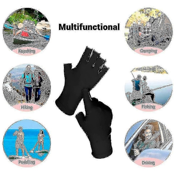 UV-beskyttelse Fingerløse Hansker Lett Elastisk Solbeskyttende Fingerløse Hansker For Utendørs Sport f74 LGL Black