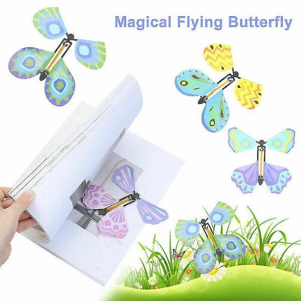 Christmas 10/20 Pcs Fluttering Flying Toy Magic Butterfly Wind Up Butterfly Flutter Card [LGL]