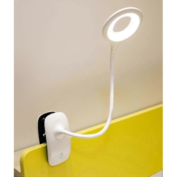WJTG LED Clip-on Leselampe Dimbar Øyebeskyttelse Bordlampe J LGL White