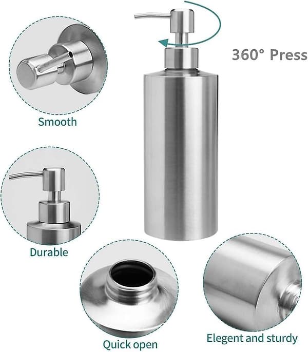 Flydende Sæbedispenser 550ML i 304 Rustfrit Stål til Badeværelse Køkken Sølv (LGL)