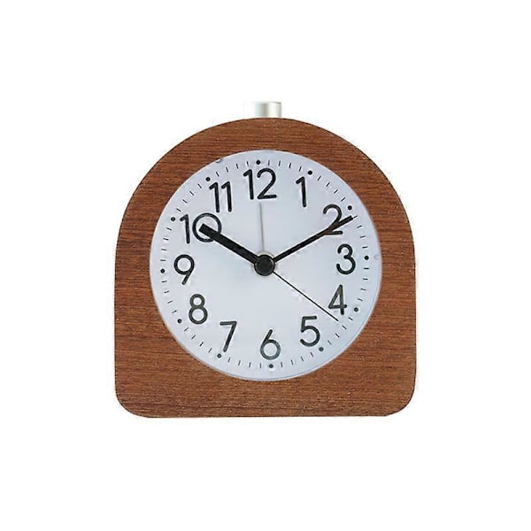 Analog väckarklocka i trä - Klassisk nålklocka med funktioner Tid Alarm Snooze Ljus - Mörkt trä (LGL)