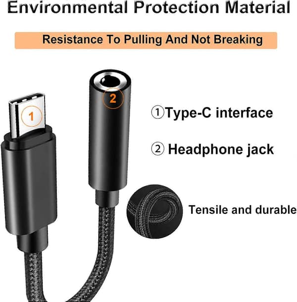 3,5 mm USB C-jackadapter, USB Type C-lydjackadapter (LGL)