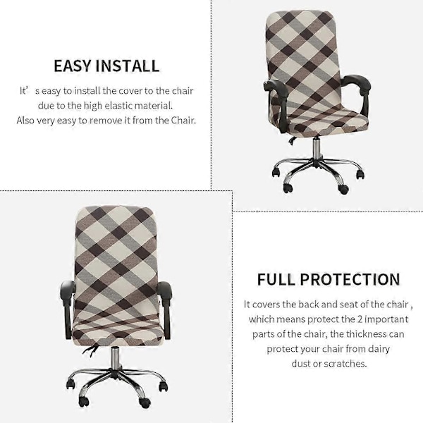 Kontorsstolskydd Universellt Stretch Mikrofiber Tvättbart Kontorsstolskydd Tryckta Stretch Fåtöljöverdrag Bekväm Chefsstol (LGL)