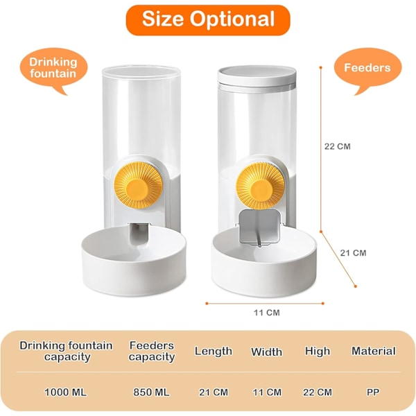 2 i 1 Automatisk Mat- og Vannbeholder Hengeskål og Vannbeholder for Hunder Katter Dyr Blanco